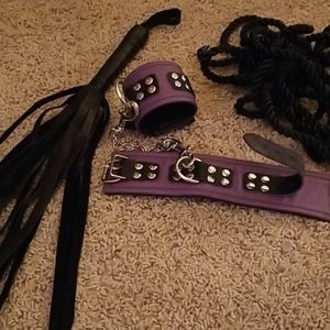 Soft whip, handcuffs, silken rope